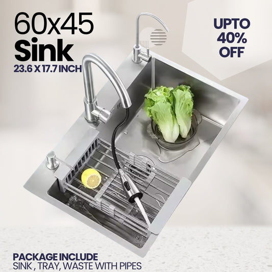 Sink Bowl 60x45 Premium Stainless Steel Single Kitchen Sink