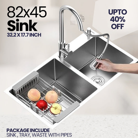 Kitchen Sink Double Bowl 82x45 Premium Stainless Steel