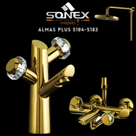 Sonex Sanitary Fittings ALMAS PLUS 5184-5183 Gold Bath Set