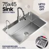 Sink Bowl 75x45 Premium Stainless Steel Single Kitchen Sink, kitchen sink, kitchen sink price in Pakistan , sink price in Pakistan ,Sink Bowl 75x45, stainless steel kitchen sink, kitchen wash basin, sink for kitchen price, ss kitchen sink,