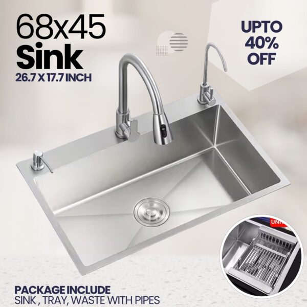 Sink Bowl 68x45 Premium Stainless Steel Single Kitchen Sink, kitchen sink, kitchen sink price in Pakistan , sink price in Pakistan ,Sink Bowl 60x45, stainless steel kitchen sink, kitchen wash basin, sink for kitchen price, ss kitchen sink,