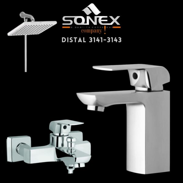 Sonex DISTAL 3141-3143 Bath Set, sonex, shower set, bath set, faucet, washroom accessories,bathroom accessories,bathroom accessories set,bathroom sets,bathroom bath sets, set shower, sonex company,