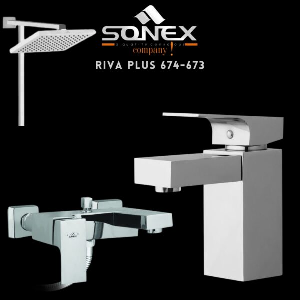 Sonex RIVA 674-673 Bath Set, sonex, shower set, bath set, faucet, washroom accessories,bathroom accessories,bathroom accessories set,bathroom sets,bathroom bath sets, set shower, sonex company,