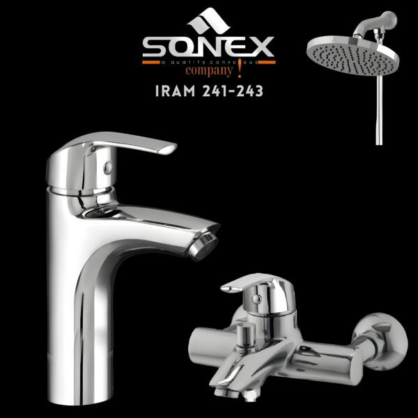 Sonex Iram 241-243 bath set, sonex, shower set, bath set, faucet, washroom accessories,bathroom accessories,bathroom accessories set,bathroom sets,bathroom bath sets, set shower, sonex company,