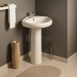 Wash Basin Dell corner - Dell Ceramics - Dell Sanitary Ware, Wash basin, small basin, medium basin, modern basin design, best wash basin, wash basin price in Pakistan, buy wash basin online, sanitaryandfittings.com, best quality basin pedestal online,