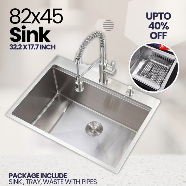 Sink Bowl 82x45 Premium Stainless Steel Single Kitchen Sink, kitchen sink, kitchen sink price in Pakistan , sink price in Pakistan ,Sink Bowl 82x45, stainless steel kitchen sink, kitchen wash basin, sink for kitchen price, ss kitchen sink,