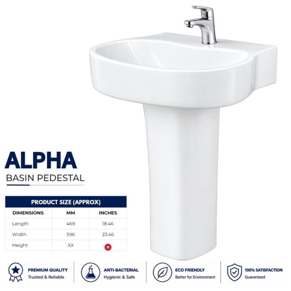Alpha Wash Basin Pedestal - Porsh Sanitary Ware