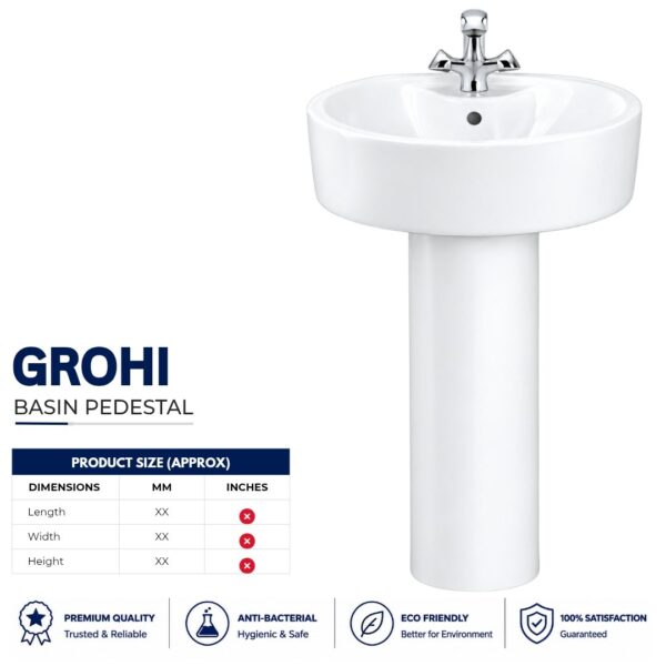 Grohi Wash Basin Pedestal - Porsh Sanitary Ware