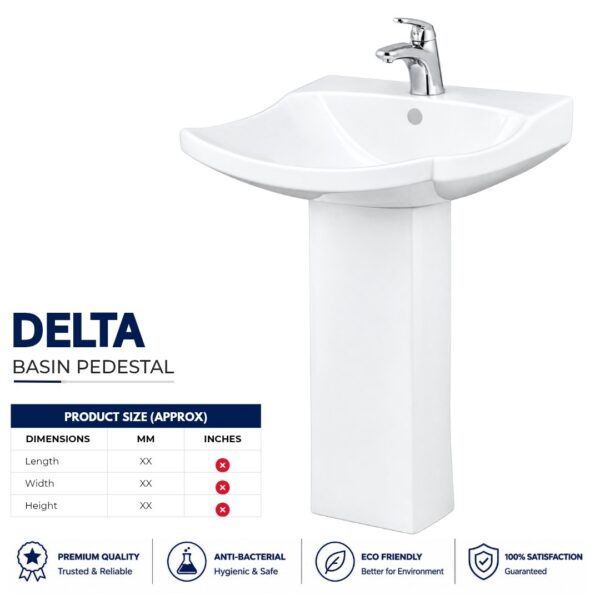 Delta Wash Basin Pedestal - Porsh Sanitary Ware