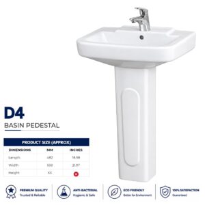D4 Wash Basin Pedestal - Porsh Sanitary Ware