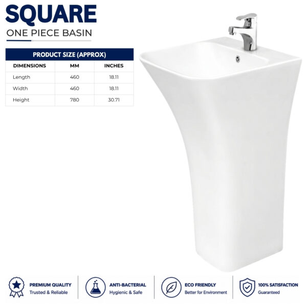 Brite Square One Piece Wash Basin