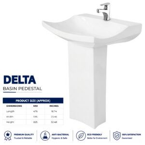 Brite Delta Wash Basin Pedestal - Dell Ceramics - Dell Sanitary Ware Brite Delta Wash Basin Pedestal - Dell Ceramics - Dell Sanitary Ware