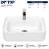 24 inch vanity wash basin white ceramic countertop rectangular