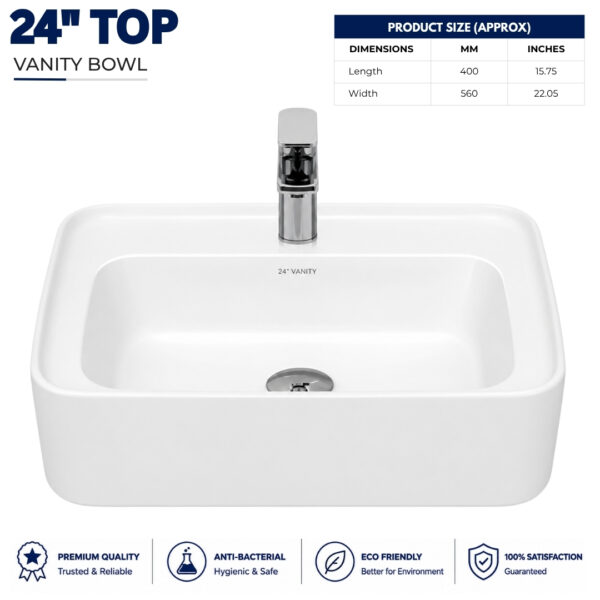 24 Inch Vanity Wash Basin Countertop White Ceramic 24 inch vanity wash basin white ceramic countertop rectangular