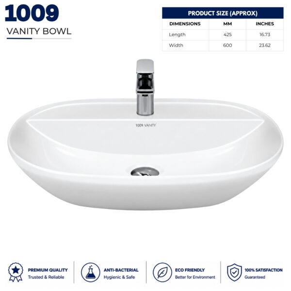Premium 1009 Vanity Wash Basin Oval Countertop 1009 vanity wash basin oval white ceramic countertop