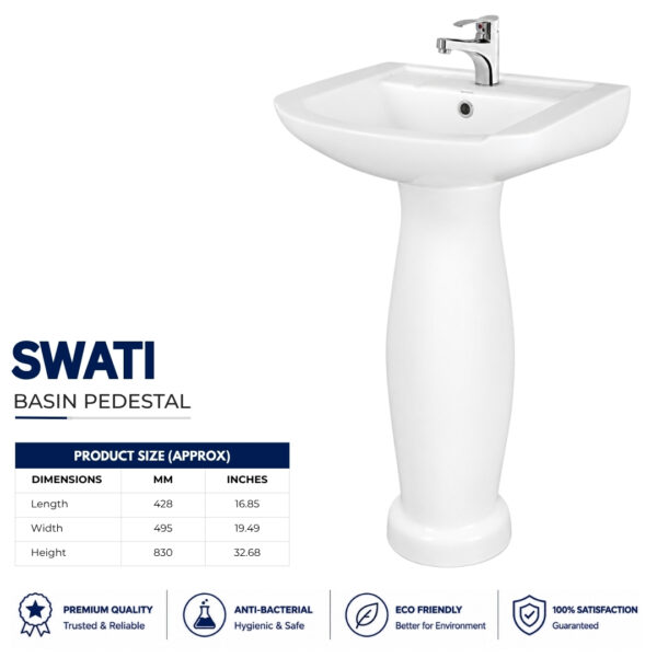Dell Ceramics Swati Basin Pedestal - Dell Sanitary Ware