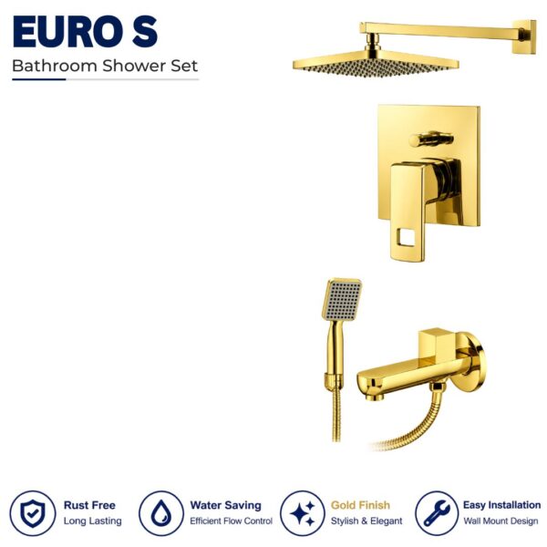 Sonex Euro S Conceal Bath Set with hand Shower PVD GOLD