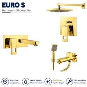 Sonex Euro S Conceal Bath Set with Hand Shower PVD Gold
